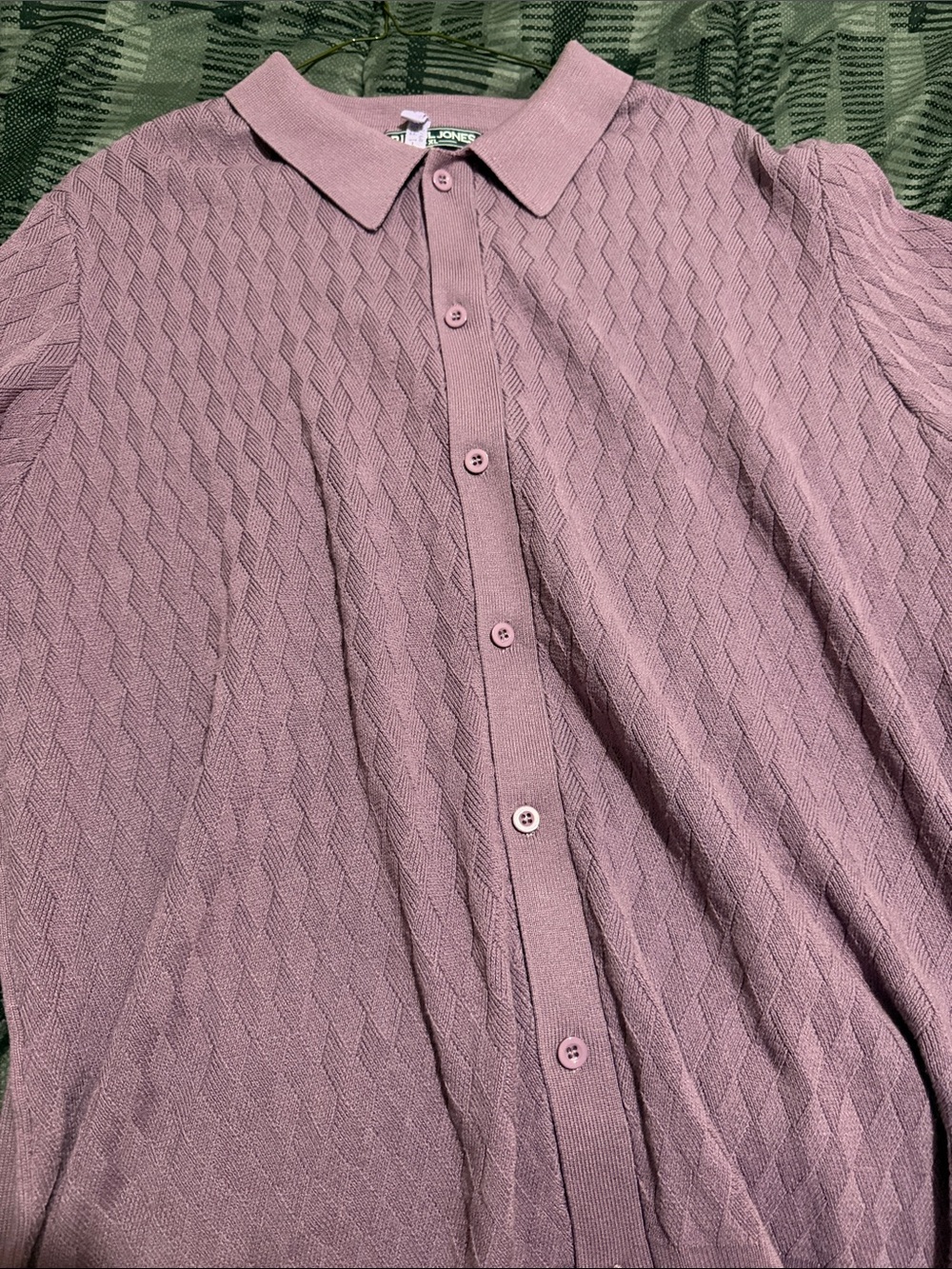 Jones New York Mauve Knit Polo Cardigan